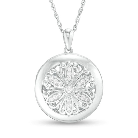 New Peoples .14 carat diamond and silver locket necklace - Picture 1 of 3